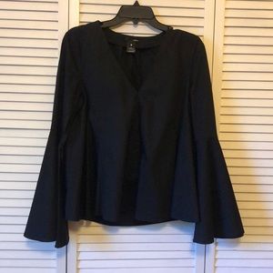 formal black bell sleeve top
